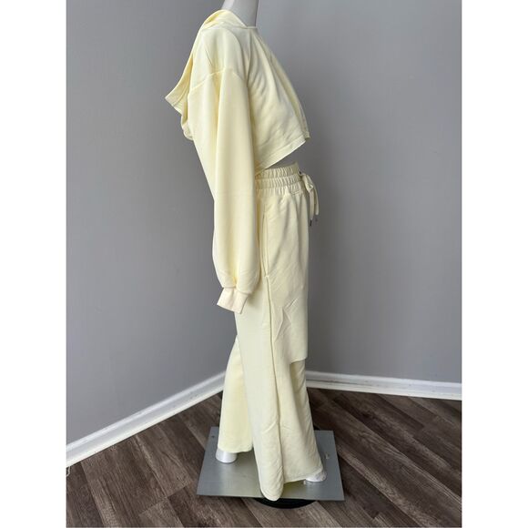 NWT For Love & Lemons Cropped Hoodie & Sweatpant 2Pc Tracksuit Set Yellow XXS - Picture 11 of 14